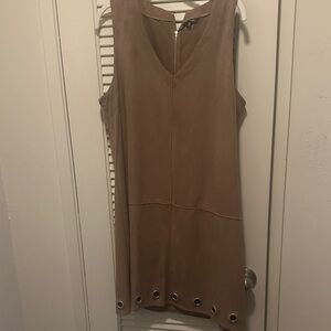 Elegant Tan Sleeveless Mini Dress